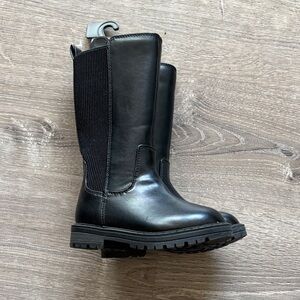 Kids Black Leather Boots